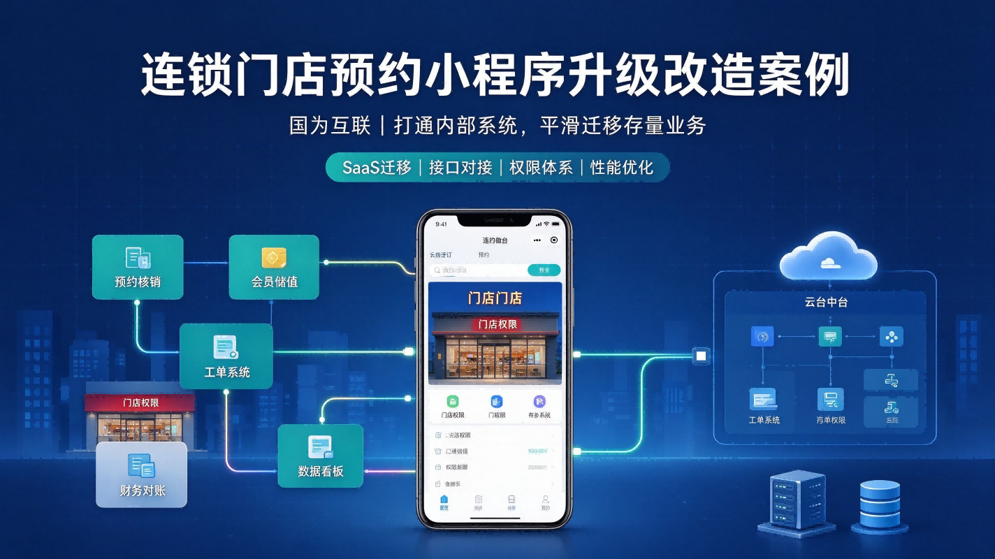 连锁门店预约小程序升级改造案例｜国为互联：存量系统迭代、接口打通与性能优化